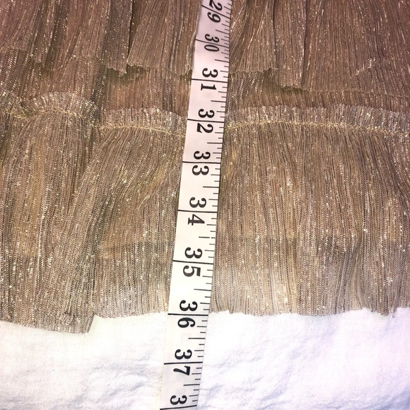 Sam & Jess Semi-Sheer Tiered Ruffle Mock turtleneck Dress Shimmer Gold S… - Picture 9 of 13